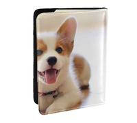 JEJEA Carino Corgi Stampa Travel Organizer Porta Carte di Credito Porta Passaporto Libro Porta Passaporto Copertina Portafoglio per Viaggiare, Nero , Taglia unica