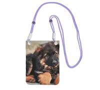 JEJEA Carino Pastore Tedesco Cucciolo Stampa Crossbody Borsa Del Telefono Per Donne Uomini Borsa Del Telefono Cinghia Regolabile, Per Viaggi Shopping, Viola, Taglia unica