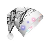 JEJEA Cartoon Scoiattolo Stampa Cappello di Babbo Natale Adulto Led, Cappello di Natale Con Luci Per Le Donne E Gli Uomini Di Capodanno Forniture Del Partito