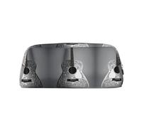 JEJEA Cassa della matita del cuoio della stampa del modello della chitarra,Sacchetto della penna della cancelleria del sacchetto della matita di grande capac, Oro, Taglia unica, Beauty case