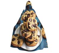 JEJEA Cookies Cibo Cioccolato Chips Biscotti Stampa Halloween Mantello con Cappuccio Unisex per Cosplay, Bomboniere di Natale Abiti Streghe
