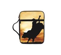 JEJEA Cool Bull Riding - Custodia grande per la Bibbia da donna, con tasca con cerniera e manico