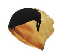 JEJEA Cool Bull Riding Print Slouchy Beanie per donne e uomini, caldo berretto berretto morbido antivento chemio berretto elasticizzato con teschio, Nero , S