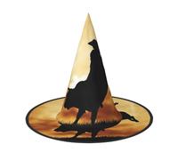 JEJEA Cool Bull Riding Print Women Large Witch Hat Witch Hat Witches Cappelli Halloween Cosplay Party Accessorio