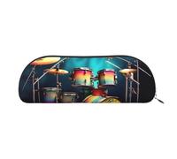 JEJEA Cool Drums Set Astuccio in pelle con cerniera, astuccio, astuccio per matite, astuccio per matite, astuccio per matite, astuccio per trucchi e cosmetici, Argento, Taglia unica, Beauty case