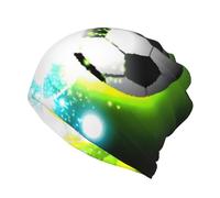 JEJEA Cool Soccer Ball Print Slouchy Beanie per donne e uomini, caldo berretto berretto morbido antivento chemio cap stretch Skull Cap, Nero , S