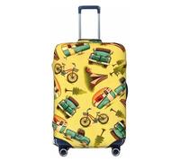 JEJEA Copertura per valigia con stampa di auto e biciclette, copertura per bagagli da viaggio, lavabile, antigraffio, Nero , L