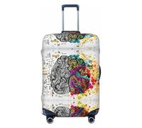 JEJEA Copertura per valigia con stampa di vantaggio del cervello sinistro e destro, copertura per bagagli da viaggio, lavabile, antigraffio, Nero , XL