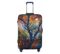 JEJEA Copertura per valigie con stampa di alberi colorati della vita, copertura per bagagli da viaggio, lavabile, antigraffio, Nero , XL