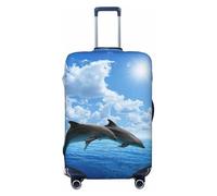 JEJEA Copertura per valigie con stampa di due delfini, copertura per bagagli da viaggio, lavabile, antigraffio, Nero , XL