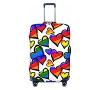 JEJEA Copertura protettiva per valigie da viaggio con stampa di cuori Gay Pride colorati arcobaleno copertura per bagagli lavabile antigraffio, Nero , XL