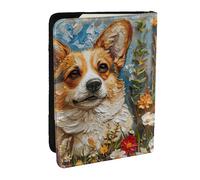 JEJEA Corgi, organizer da viaggio con stampa floreale e fiori primaverili, porta carte di credito, passaporto, libro, passaporto, portafoglio per viaggi, Nero , Taglia unica