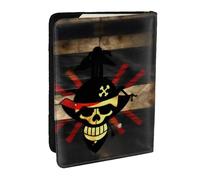 JEJEA Custodia da viaggio con stampa bandiera pirata, porta carte di credito, passaporto, libro, passaporto, portafoglio per viaggiare, Nero , Taglia unica