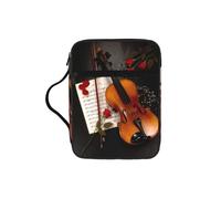 JEJEA Custodia grande con stampa di spartiti di violino, per donne, borsa della Bibbia con tasca con cerniera e manico