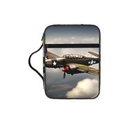 JEJEA Custodia grande da donna con stampa di aeroplano della Seconda Guerra Mondiale 2, scala standard, 2_00x, con tasca con cerniera e manico