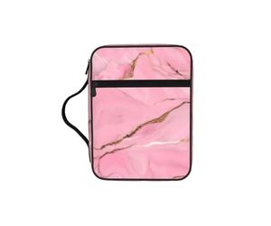 JEJEA Custodia per bibbia da donna, con stampa effetto marmo rosa, con tasca con cerniera e manico