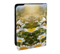 JEJEA Custodia per carte di credito, passaporto, passaporto, portafoglio per viaggi, con stampa floreale e margherite primaverili, Nero , Taglia unica