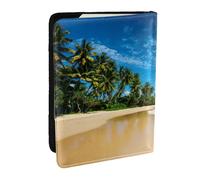 JEJEA Custodia trasparente per carte di credito, passaporto, passaporto, copertina porta passaporto, portafoglio per viaggi, con stampa a onde e spiaggia, Nero , Taglia unica