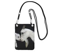 JEJEA Cute Goat Baby con stampa madre borsa a tracolla per telefono per donne uomini, tracolla regolabile borsa del telefono, per viaggi shopping, Nero , Taglia unica