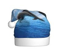 JEJEA Due delfini stampa Gorros De Navidad Para Adultos, cappelli di Babbo Natale per divertente, novità cappelli di Natale, per festa di Natale