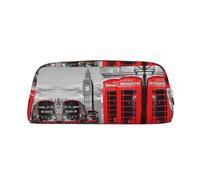 JEJEA England UK - Astuccio in pelle con stampa telefonica retrò Londra, grande capacità, astuccio per cancelleria e penne, borsa versatile per il trucco, Oro, Taglia unica, Beauty case