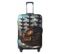 JEJEA Fantasy Pirate Nave Stampa Valigie Copertura Protettiva Bagagli Da Viaggio Copertura Bagagli Lavabile Anti-Graffio, Nero , XL