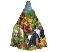 JEJEA Farm Animals stampa Halloween mantello con cappuccio mantello unisex per cosplay, feste di Natale bomboniere abiti strega