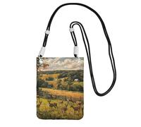 JEJEA Farm With Deer Print Crossbody Phone Bag For Women Men, tracolla regolabile borsa del telefono, per lo shopping di viaggio, Nero , Taglia unica