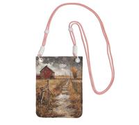 JEJEA Farm With Deer Print Crossbody Phone Bag For Women Men, tracolla regolabile borsa del telefono, per lo shopping di viaggio, rosa, Taglia unica