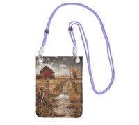 JEJEA Farm With Deer Print Crossbody Phone Bag For Women Men, tracolla regolabile borsa del telefono, per lo shopping di viaggio, Viola, Taglia unica