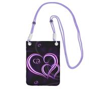 JEJEA Fashional - Borsa a tracolla per telefono con stampa di cuori viola, per donne e uomini, borsa per telefono con tracolla regolabile, per viaggi e shopping, Viola, Taglia unica
