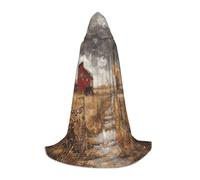 JEJEA Fattoria Con Stampa Cervo Halloween Cosplay Festa di Natale Abiti Con Cappuccio Mago Accappatoio Halloween Mantello Medievale Rinascimento