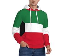 JEJEA Felpa con cappuccio casual da uomo con stampa bandiera del Kuwait, a maniche lunghe, comoda felpa traspirante con cappuccio da palestra con tasca, Nero , M