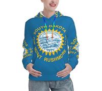 JEJEA Felpa con cappuccio con stampa della bandiera del South Dakota del Sud e grafica alla moda, con tasca a marsupio, regali autunnali per le donne, Nero , S