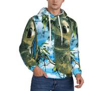 JEJEA Felpa con cappuccio da uomo con stampa koala con orso, pullover con cappuccio con coulisse, pullover a maniche lunghe, per l'uso quotidiano, Nero , 4XL