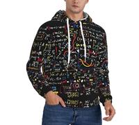 JEJEA Felpa con cappuccio da uomo con stampa matematica, pullover con cappuccio con coulisse, pullover a maniche lunghe, per l'uso quotidiano, Nero , XL