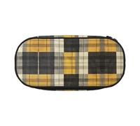JEJEA Giallo Grigio Nero Plaid Stampa Grande Capacità Matita Penna Caso Grande Stoccaggio Ad Alta Capacità Sacchetto Del Sacchetto Del Sacchetto Del, Nero , Taglia unica, Organizer per borse