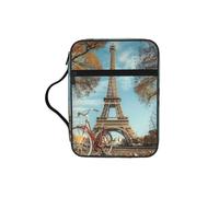 JEJEA Grande custodia con stampa della Torre Eiffel per la Bibbia, da donna, con tasca con cerniera e manico