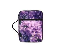JEJEA Grande custodia per bibbia da donna, con stampa di fiori viola, con tasca con cerniera e manico