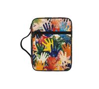 JEJEA Grande custodia per la Bibbia da donna, con stampa a mano per bambini, con tasca con cerniera e manico