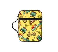 JEJEA Grande custodia per la Bibbia da donna, con stampa di auto e bicicletta, con tasca con cerniera e maniglia