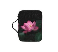 JEJEA Grande custodia per la Bibbia da donna, con stampa di fiori di loto, con tasca con cerniera e manico