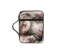 JEJEA Grande custodia per la Bibbia da donna, con stampa di gatto che dorme, con tasca con cerniera e manico