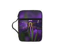 JEJEA Grande custodia per la Bibbia da donna, con stampa di libellule viola, con tasca con cerniera e manico