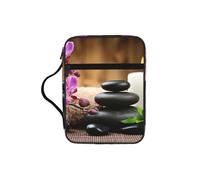 JEJEA Grande custodia per la Bibbia da donna, con stampa di pietre zen, con tasca con cerniera e manico