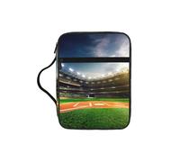 JEJEA Grande custodia verde con stampa di campo da baseball per donne, borsa della Bibbia con tasca con cerniera e manico