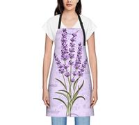 JEJEA Grembiule da cucina con stampa a tema lavanda, resistente alle gocce d'acqua, con tracolla regolabile per il collo, da chef per donne
