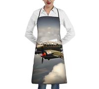 JEJEA Grembiule da cucina con stampa di aeroplano della Seconda Guerra Mondiale 2 - Scala standard 2_00x, resistente all'acqua e all'olio, grembiule da cucina da chef per donne e uomini