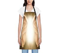 JEJEA Grembiule da cucina con stampa di ali d'angelo, resistente all'acqua, con tracolla regolabile per il collo, da chef per donne