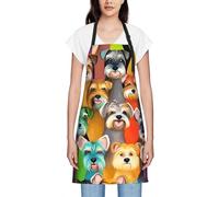 JEJEA Grembiule da cucina con stampa di cani Schnauzer a olio, resistente all'acqua, con tracolla regolabile per il collo, da chef per donne